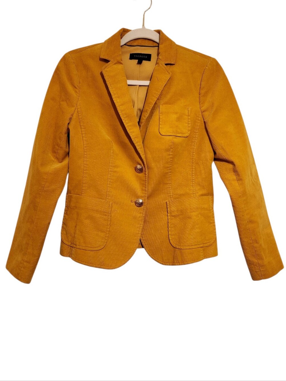 Talbots | Women's Mustard Yellow/Gold Corduroy Cropped Blazer Jacket (Size 2)